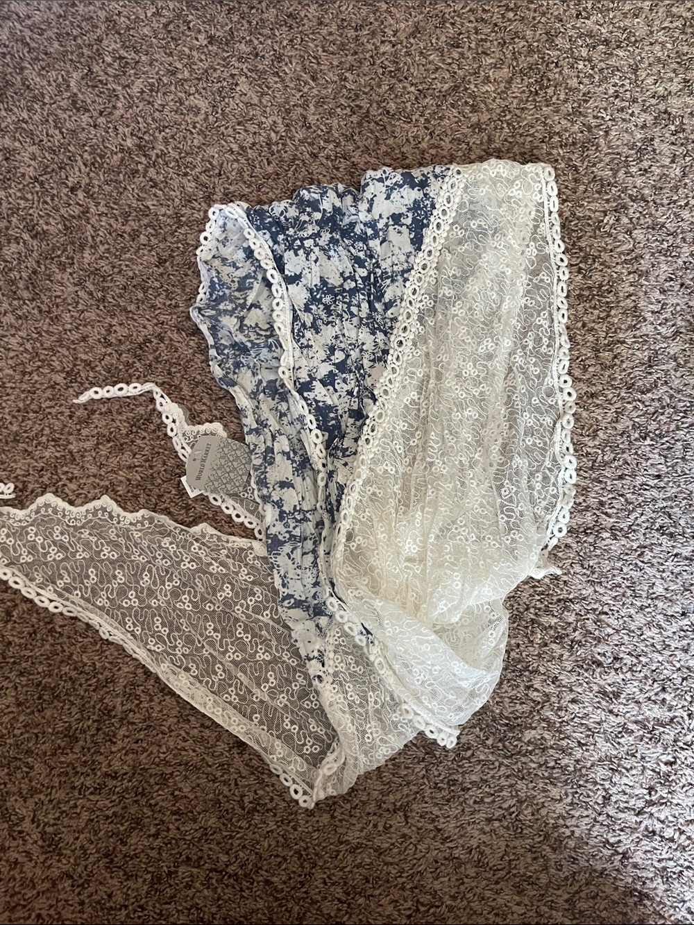 Cost Plus World Market White Lace Trim Scarf